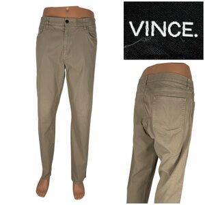 Vince Mens 38 Pants Tan Khaki Straight Cotton Blend Stretch Five Pocket Twill